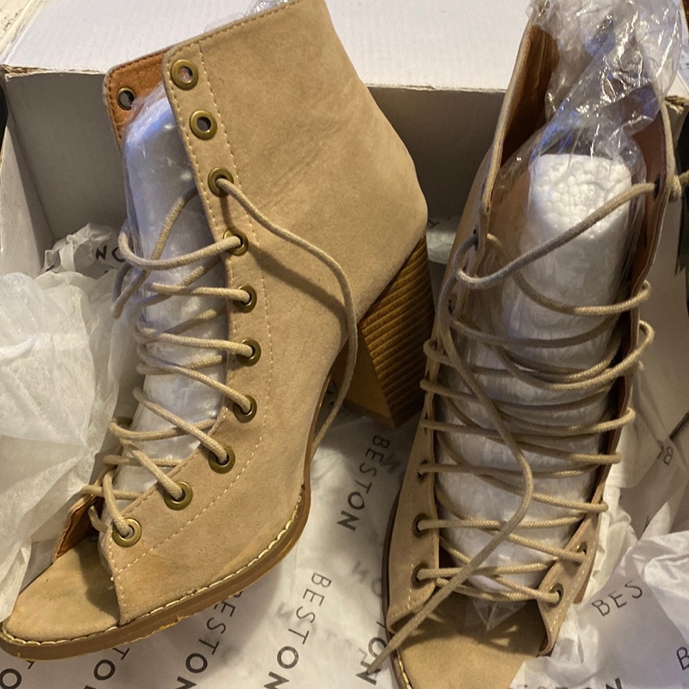 Suede lace up ankle boots